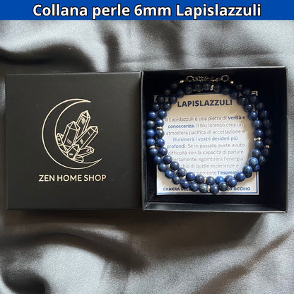 Collana con perle naturali Lapislazzuli da 6 mm - Zen Home
