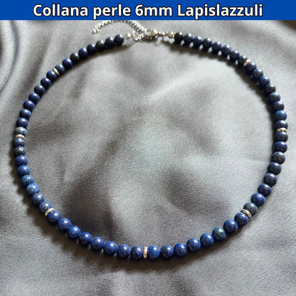 Collana con perle naturali Lapislazzuli da 6 mm - Zen Home