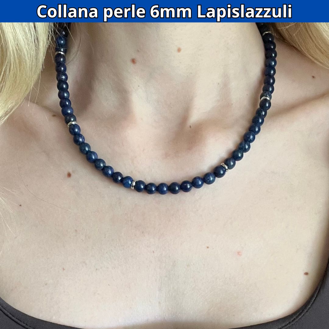Collana con perle naturali Lapislazzuli da 6 mm - Zen Home