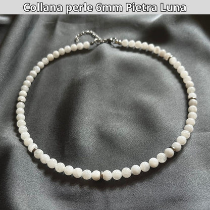 Collana con perle naturali Pietra Luna da 6 mm - Zen Home