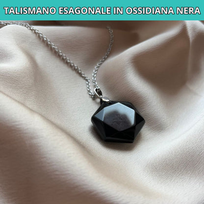 Collana con Talismano esagonale in ossidiana nera - Zen Home