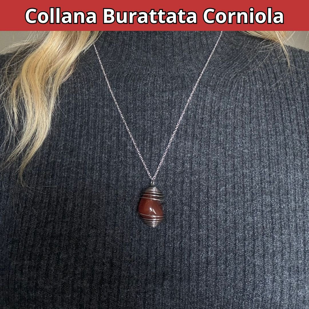 Collana Corniola Burattata con Spirale in Acciaio Inossidabile - Zen Home
