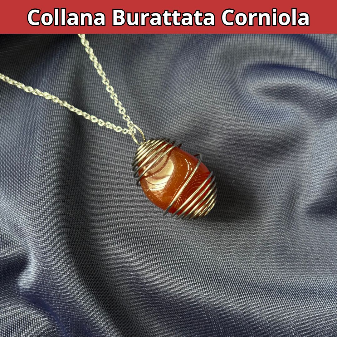 Collana Corniola Burattata con Spirale in Acciaio Inossidabile - Zen Home