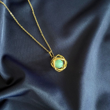 Collana Genesa Amazzonite – Acciaio Oro - Zen Home