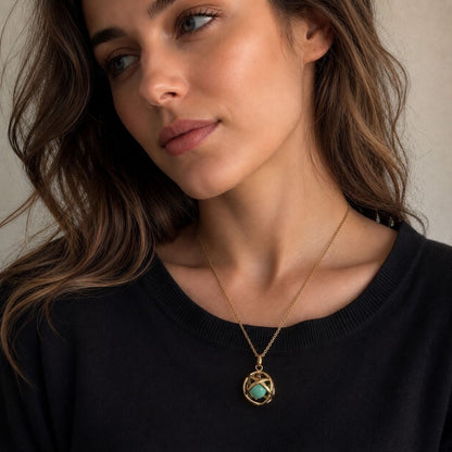 Collana Genesa Amazzonite – Acciaio Oro - Zen Home
