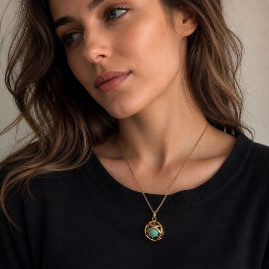 Collana Genesa Amazzonite – Acciaio Oro - Zen Home