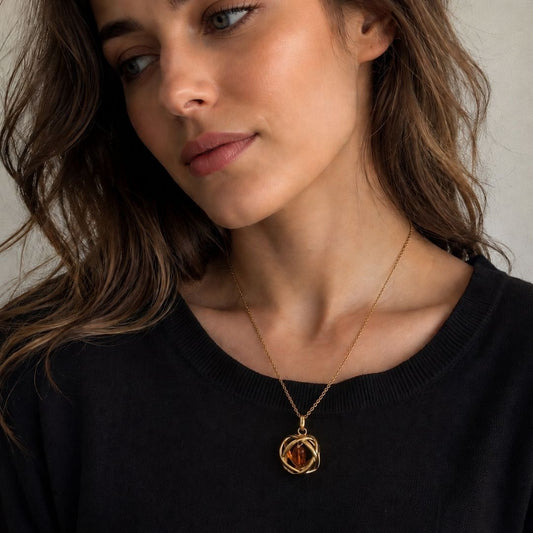 Collana Genesa Ambra – Acciaio Oro - Zen Home