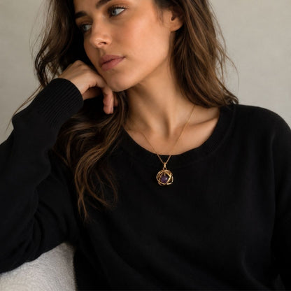 Collana Genesa Ametista – Acciaio Oro - Zen Home