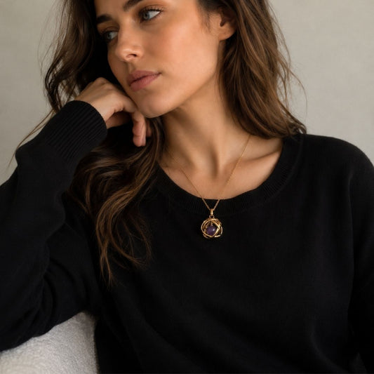 Collana Genesa Ametista – Acciaio Oro - Zen Home