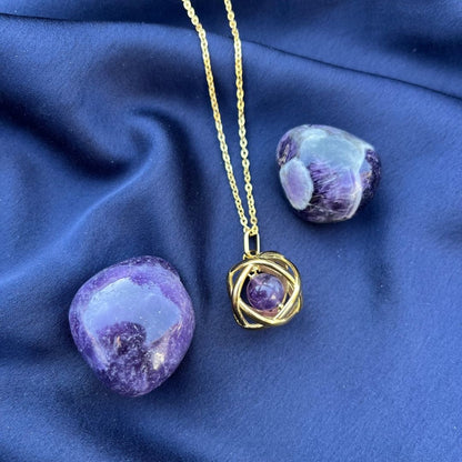 Collana Genesa Ametista – Acciaio Oro - Zen Home