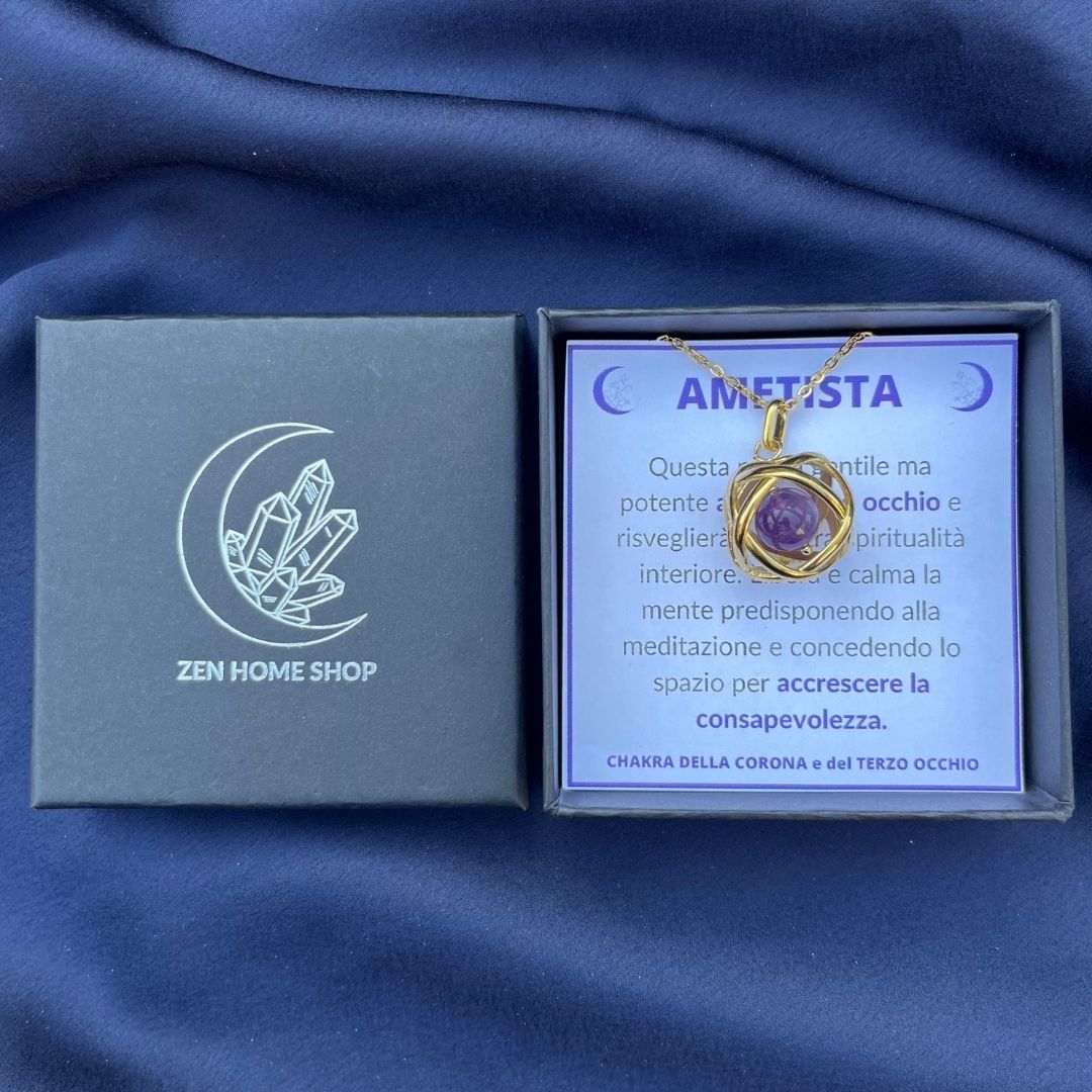 Collana Genesa Ametista – Acciaio Oro - Zen Home