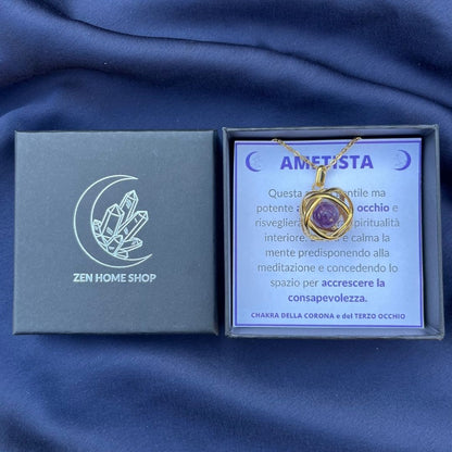 Collana Genesa Ametista – Acciaio Oro - Zen Home