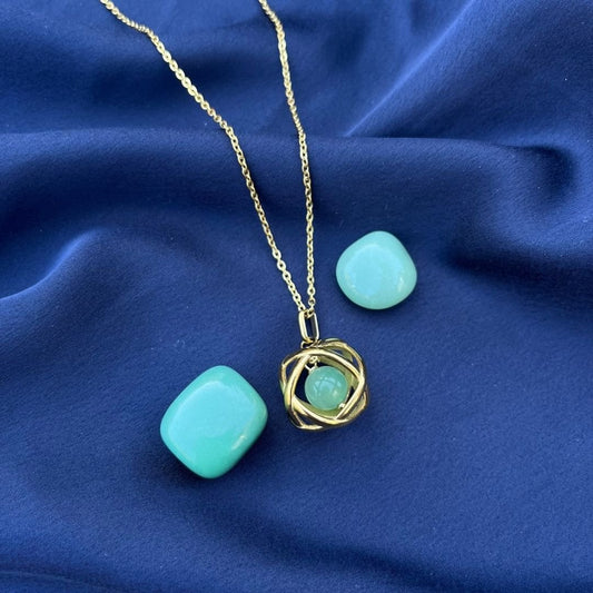 Collana Genesa Avventurina – Acciaio Oro - Zen Home