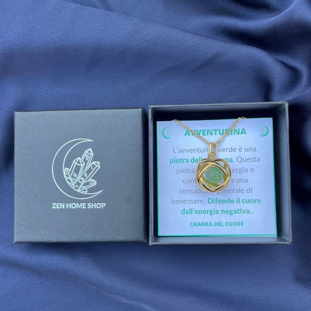 Collana Genesa Avventurina – Acciaio Oro - Zen Home
