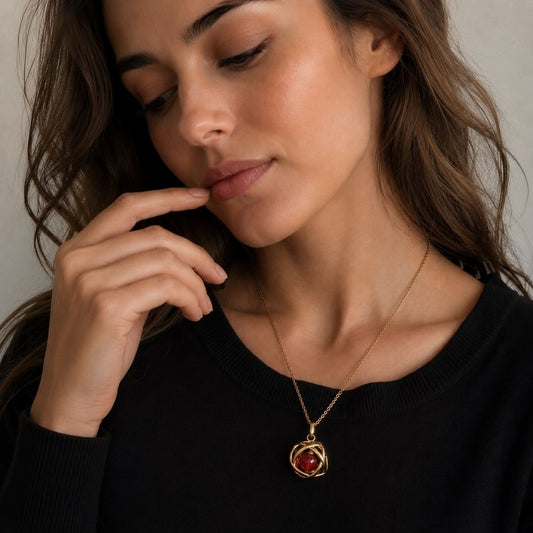 Collana Genesa Corniola – Acciaio Oro - Zen Home