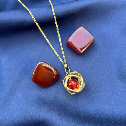 Collana Genesa Corniola – Acciaio Oro - Zen Home