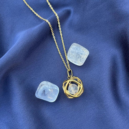 Collana Genesa Cristallo di Rocca – Acciaio Oro - Zen Home
