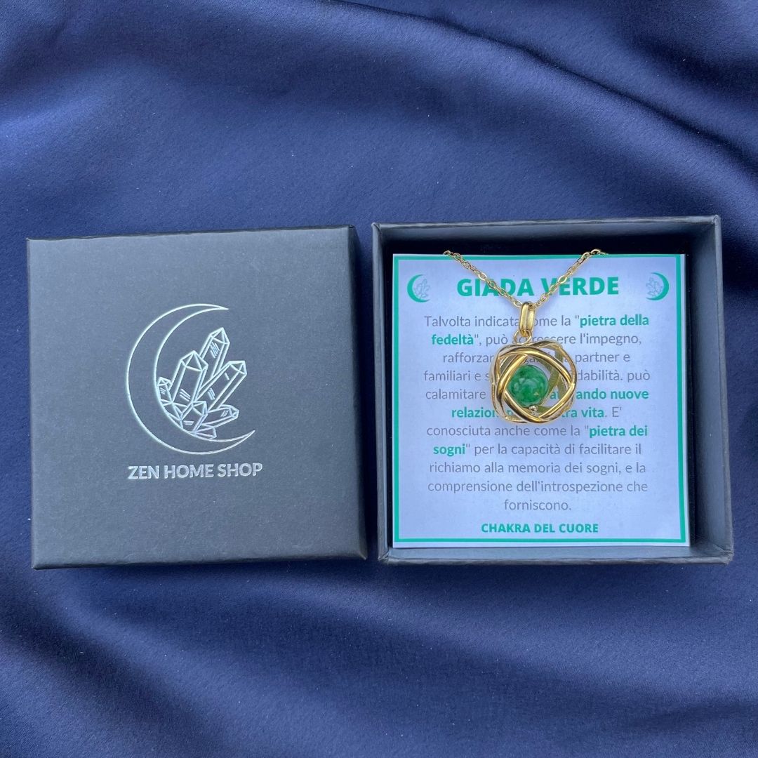 Collana Genesa Giada Verde – Acciaio Oro - Zen Home
