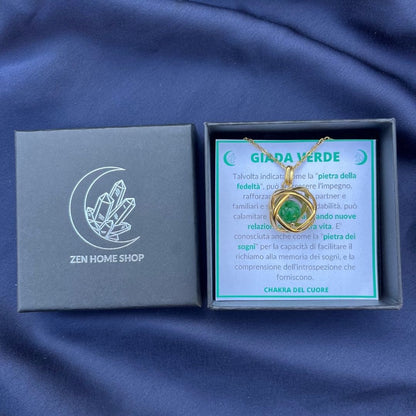 Collana Genesa Giada Verde – Acciaio Oro - Zen Home