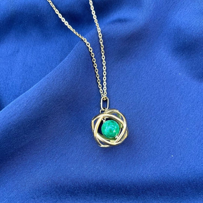Collana Genesa Giada Verde – Acciaio Oro - Zen Home