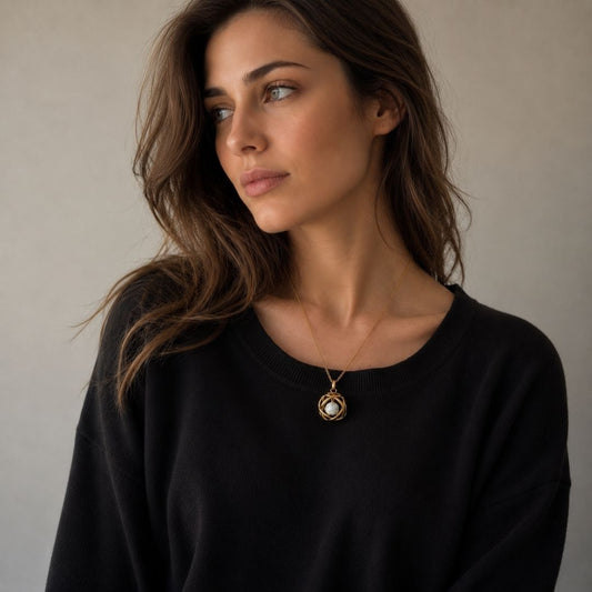 Collana Genesa Howlite – Acciaio Oro - Zen Home