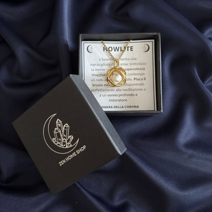 Collana Genesa Howlite – Acciaio Oro - Zen Home