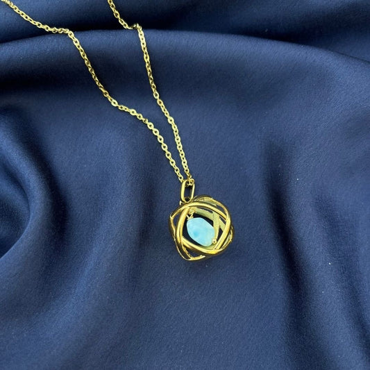 Collana Genesa Larimar – Acciaio Oro - Zen Home