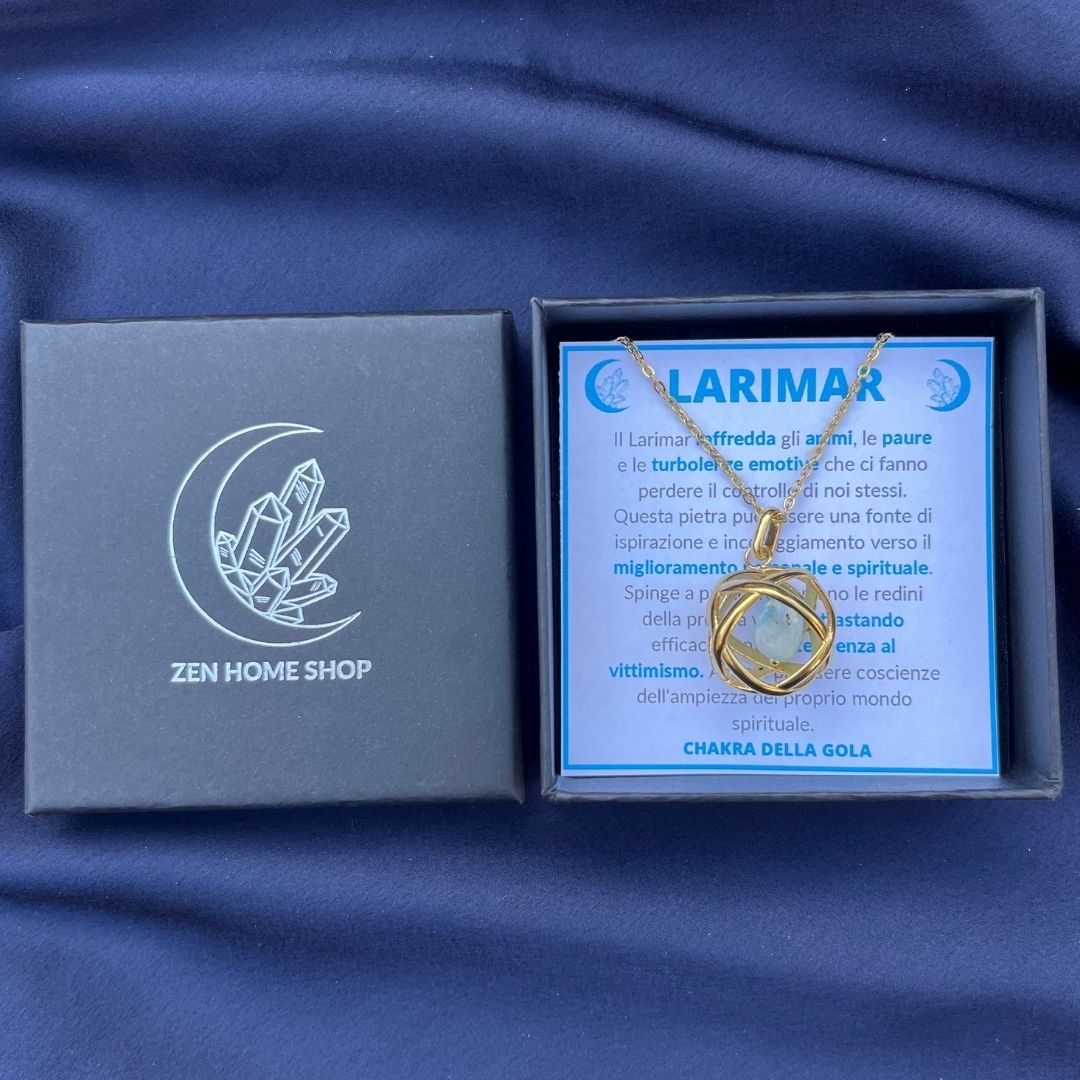 Collana Genesa Larimar – Acciaio Oro - Zen Home