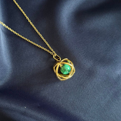 Collana Genesa Malachite – Acciaio Oro - Zen Home