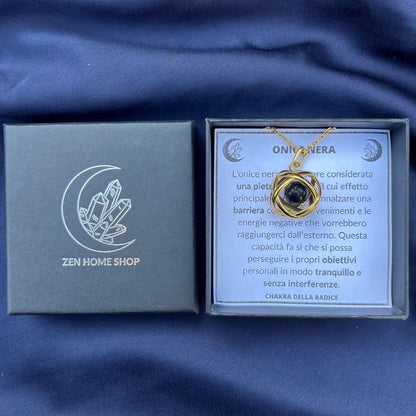 Collana Genesa Onice Nera – Acciaio Oro - Zen Home