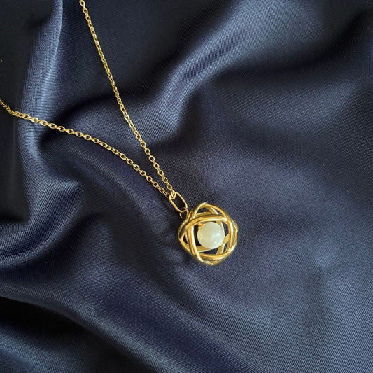 Collana Genesa Pietra Luna – Acciaio Oro - Zen Home