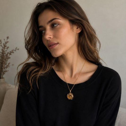 Collana Genesa Quarzo Citrino – Acciaio Oro - Zen Home