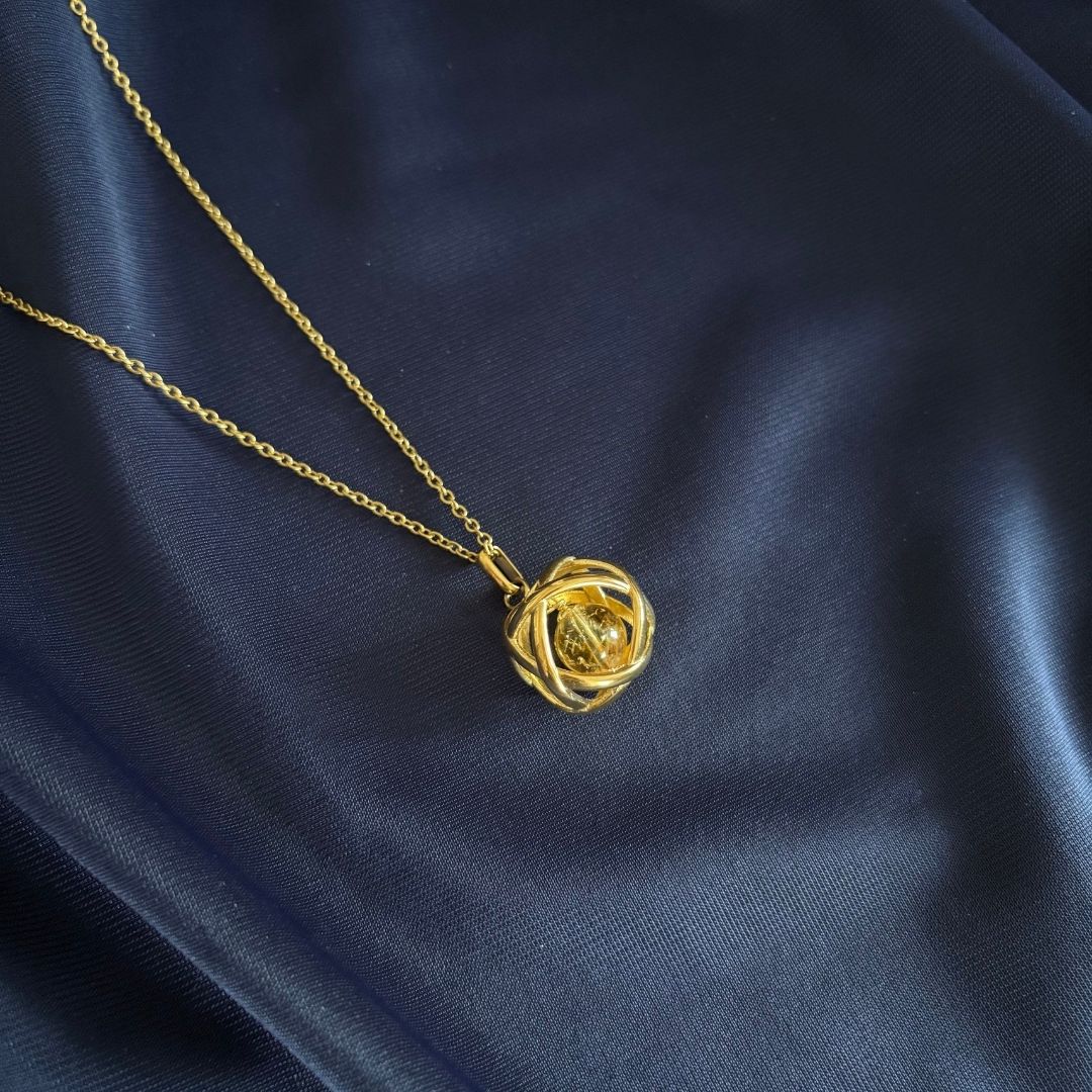 Collana Genesa Quarzo Citrino – Acciaio Oro - Zen Home