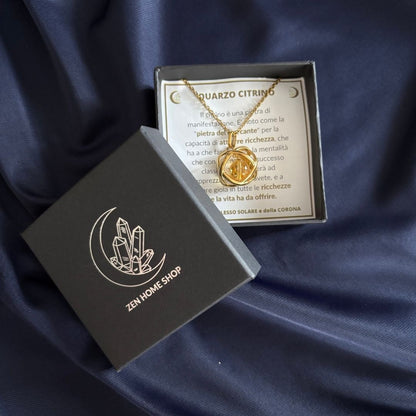 Collana Genesa Quarzo Citrino – Acciaio Oro - Zen Home
