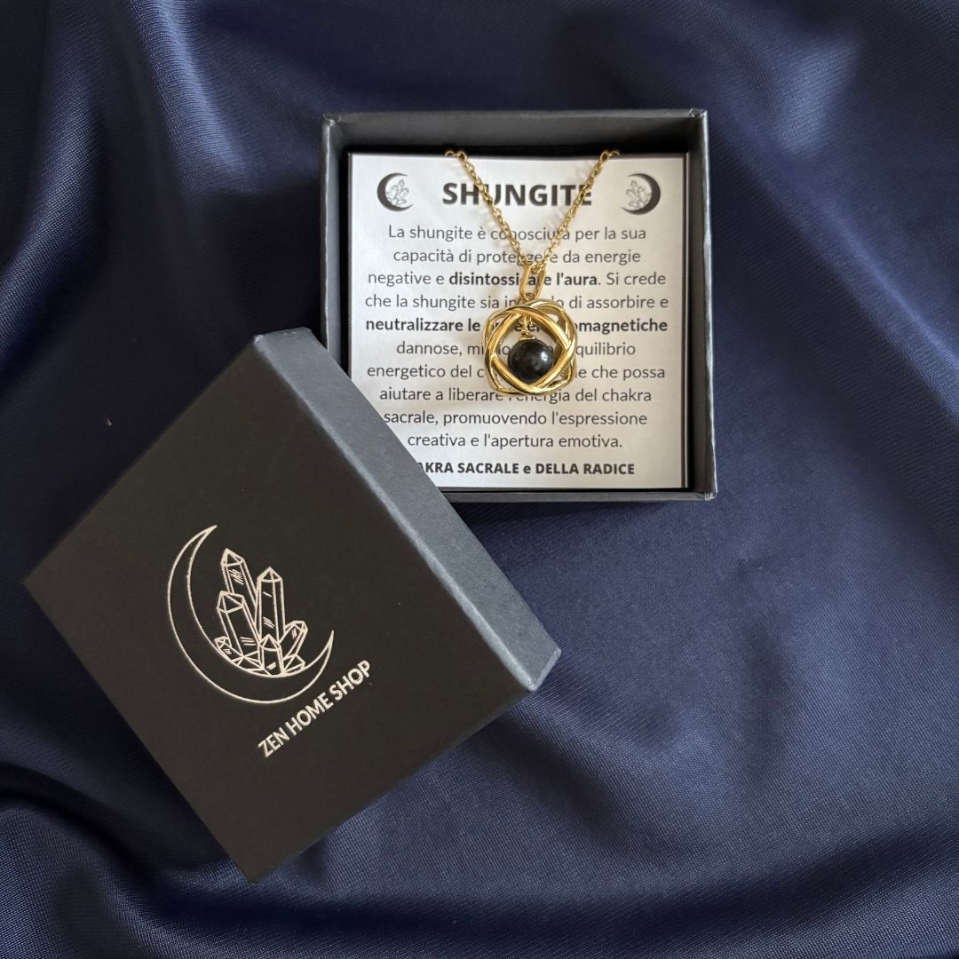 Collana Genesa Shungite – Acciaio Oro - Zen Home