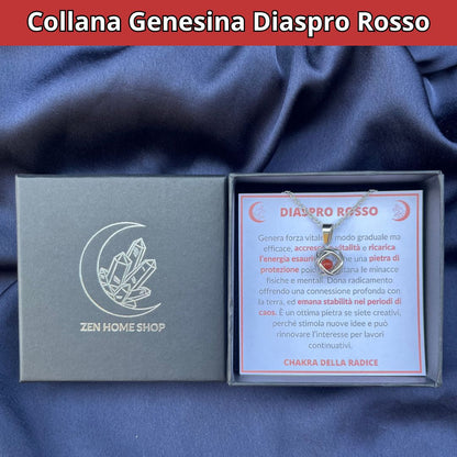 Collana Genesina con pietra Diaspro Rosso - Zen Home