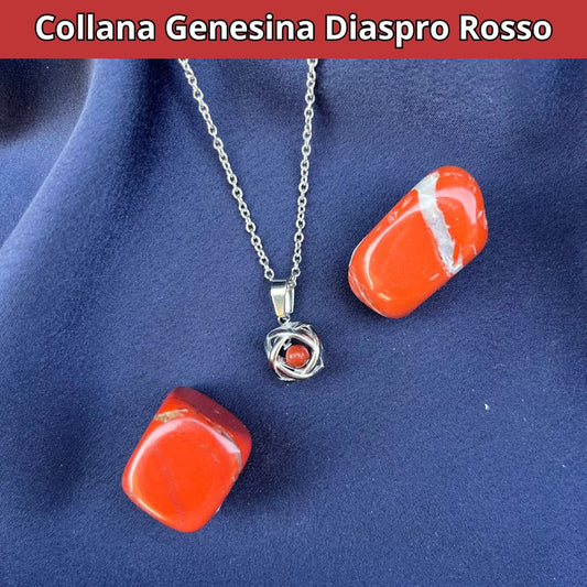 Collana Genesina con pietra Diaspro Rosso - Zen Home