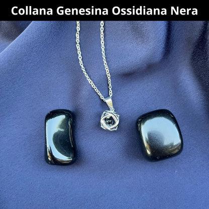 Collana Genesina con pietra Ossidiana Nera - Zen Home