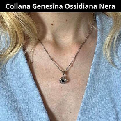 Collana Genesina con pietra Ossidiana Nera - Zen Home