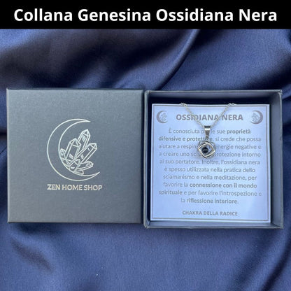 Collana Genesina con pietra Ossidiana Nera - Zen Home
