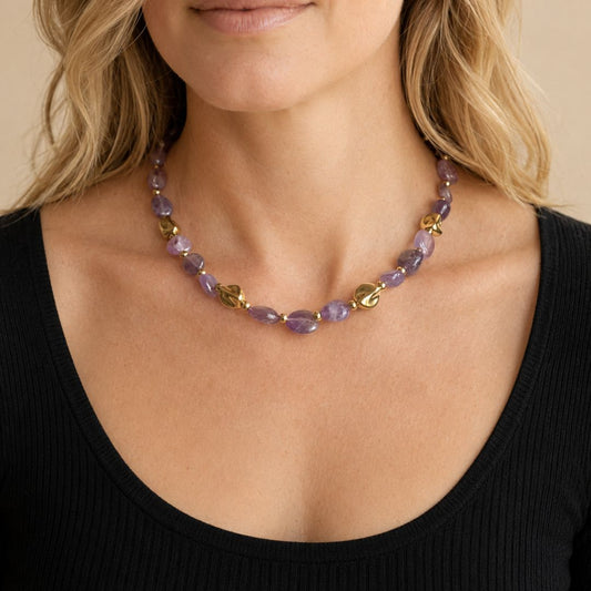 Collana Luce Oro Pietra Naturale Ametista - Zen Home