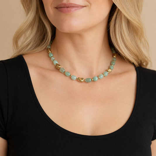 Collana Luce Oro Pietra Naturale Avventurina - Zen Home