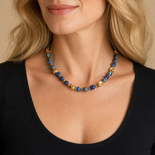 Collana Luce Oro Pietra Naturale Lapislazzuli - Zen Home