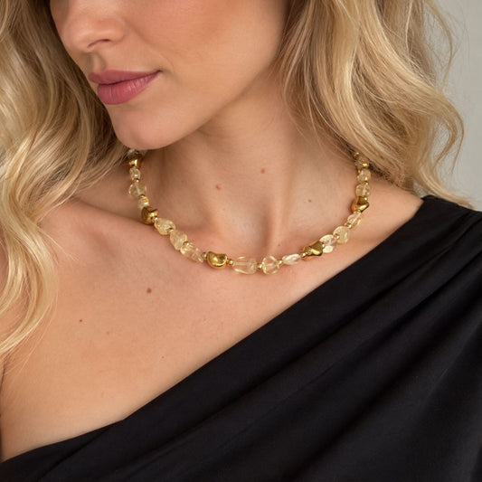 Collana Luce Oro Pietra Naturale Quarzo Citrino - Zen Home