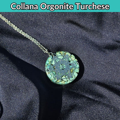 Collana Orgonite con pietra naturale Turchese e Metatron - Zen Home