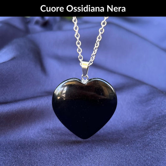 Collana Ossidiana Nera a forma di Cuore - Zen Home