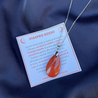 Collana pietra naturale petalo in Diaspro Rosso - Zen Home