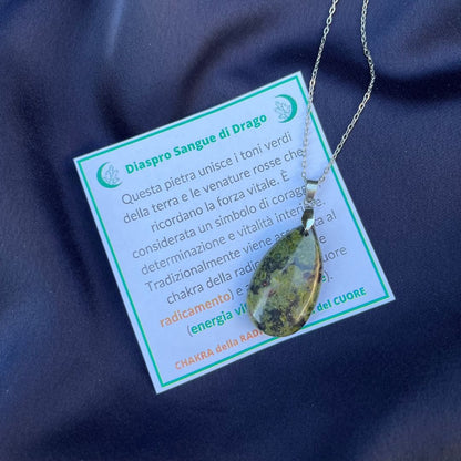 Collana pietra naturale petalo in Diaspro sangue di drago - Zen Home