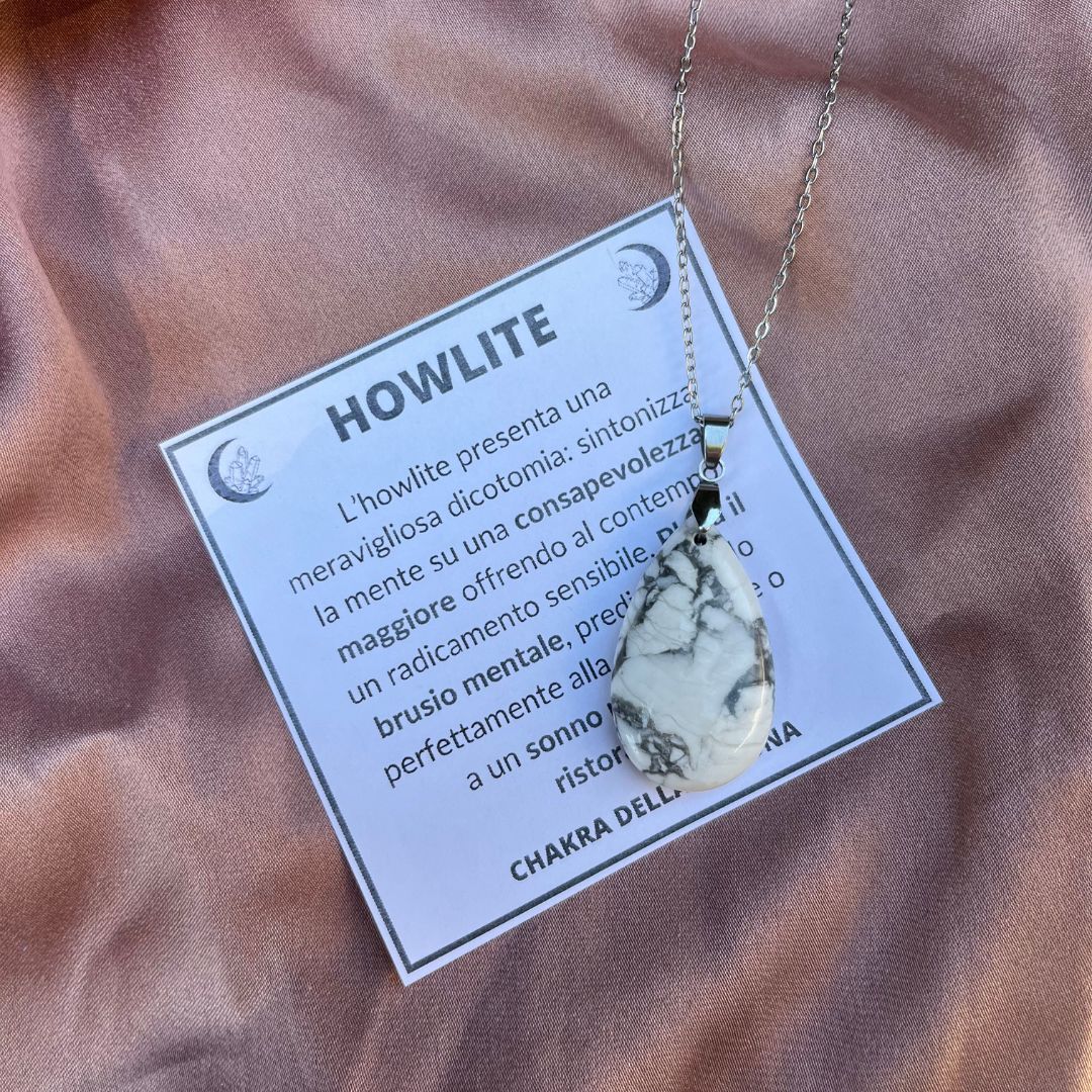 Collana pietra naturale petalo in Howlite - Zen Home