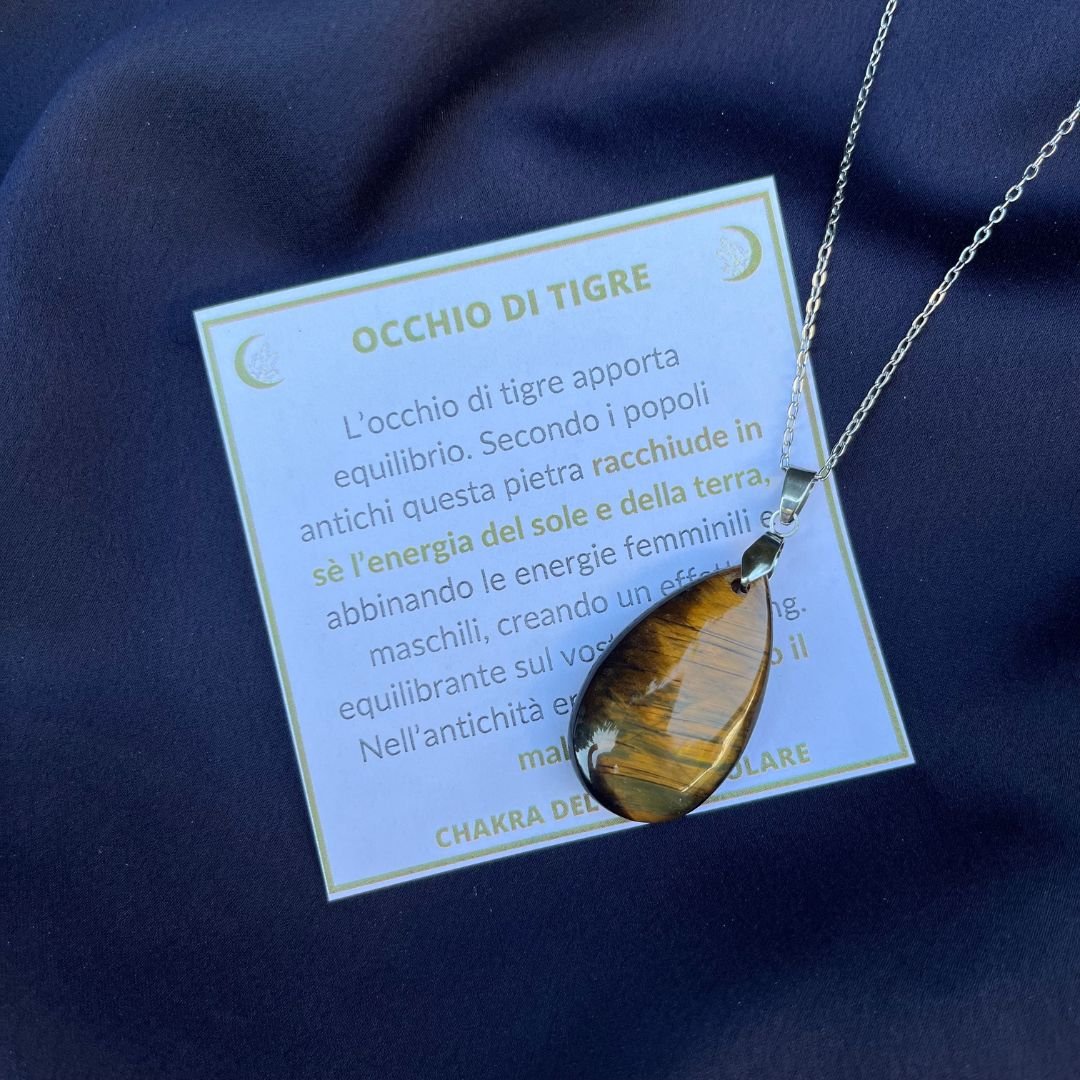 Collana pietra naturale petalo in Occhio di Tigre - Zen Home